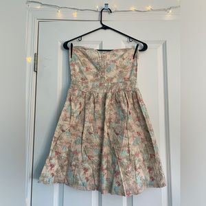 Jack by BB Dakota Strapless Pastel Print Dress, Small